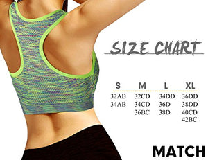 Match Women Wirefree Padded Racerback Sports Bra for Yoga Workout Gym Activewear #0001, 1 Pack of 3(plum), M (32C, 32D, 34C, 34D, 36B, 36C)