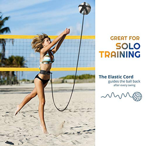Image of TOBWOLF Volleyball Training Equipment Aid, Elastic Self-Training Volleyball Resistance Band with Adjustable Waist Belt & Ball Pouch & Hand Strap for Practicing Serving, Spiking, Arm Swing Passing
