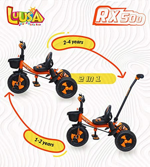 Luusa RX-500 Plug N Play Kids/Baby Tricycle With Parental Control, Cushion Seat And Seat Belt For 12 Months To 48 Months Boys/Girls/Carrying Capacity Upto 30kgs (Orange)