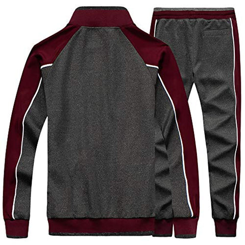 Image of AOTORR Men's Men's Athletic Running Tracksuit Set Casual Full Zip Jogging Sweat Suit Gray M