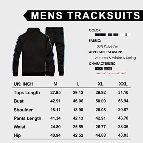 Image of Men's Tracksuit Set 2 Piece Athletic Sports Casual Full Zip Active Wear Sweatsuit Black Small