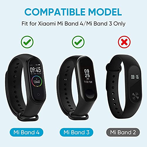 REDTECH Latest Adjustable Compatible Mi Band 3/ Mi Band 4 Watch Silicone Strap Band Bracelet (Not Compatible with Mi Band 1&2)- Black
