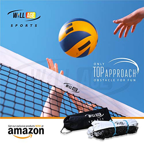 Image of WILLAGE Volleyball net, Volleyball Net Nylon, Black Heavy Duty Machine Made Nylon Volleyball Net (4 Side Tetron Tape)