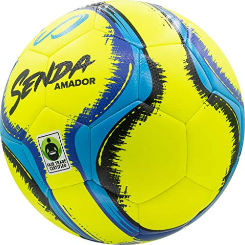 Image of Senda Amador Training Soccer Ball, Fair Trade Certified, Yellow/Light Blue, Size 4 (Ages 8-12)