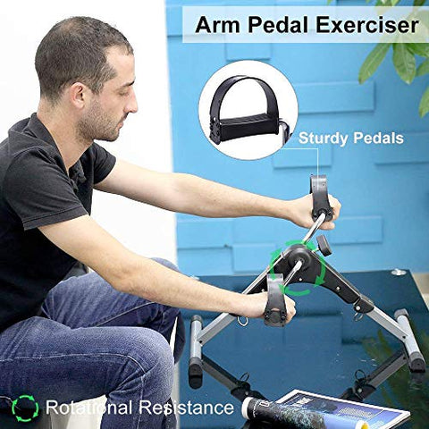 Image of Healthex Pedal Exerciser Cycle Bike for Home Gym LCD Counter Foldable Exercise Bike Indoor Fitness Resistance Home Use Mini Bike (Black/Silver)
