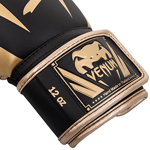 Venum Elite Boxing Gloves - Black/Gold - 12oz
