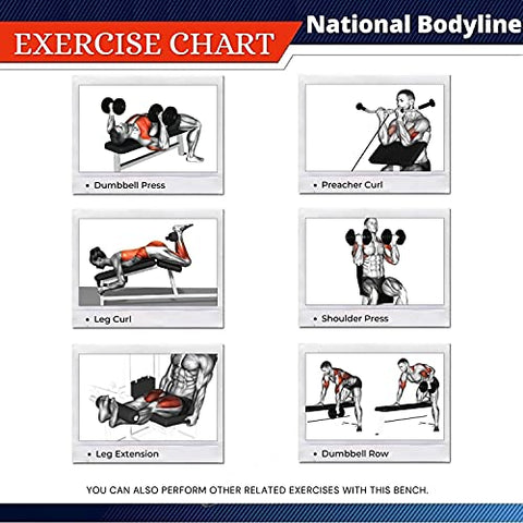 Image of National Bodyline Foldable Adjustable Manual Inclined Decline Weightlifting Bench Workout Machine for Home Gym Bench (Black)