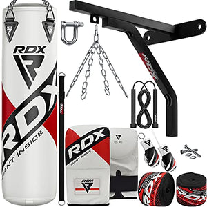 RDX Punch Bag for Boxing Training | Filled Heavy Bag Set with Punching Gloves, Chain, Wall Bracket | Great for Grappling, MMA, Kickboxing, Muay Thai, Karate, BJJ & Taekwondo | 17 pcs Comes in 4FT/5FT