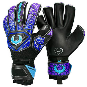 Renegade GK Vortex Storm Roll Cut Level 3 Mens & Womens Goalie Gloves with German Hypergrip Palms - Goalkeeper Gloves Soccer - Goalie Gloves Size 11 Black, Blue, Purple