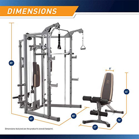 Image of Marcy Smith Machine with Bench and Weight Bar - Home Gym Equipment SM-4008