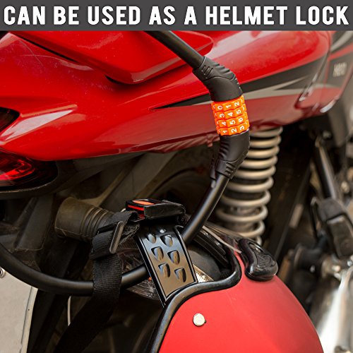 Autofy Heavy Duty 4 Digit Number Lock Helmet Lock Multipurpose Lock Bike Lock Resettable Combination Lock (Black & Orange - Upgraded 2nd Gen)