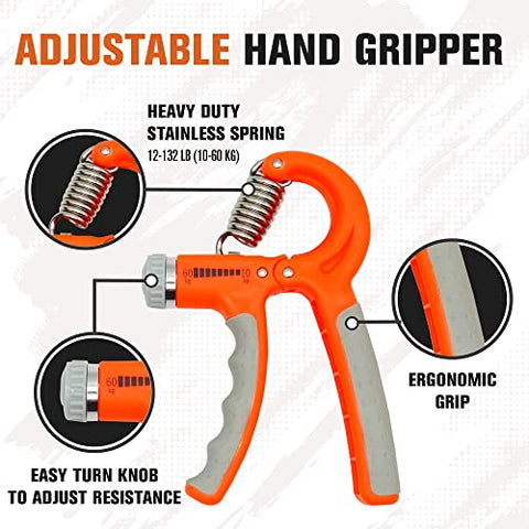 Image of SOLARA Hand Gripper Set of 5, Finger exercise equipment Hand Grip for Gym, Hand Grip strengthener & Hand Exercise equipment | Mobile app with 5 eBooks and 50 plus Videos