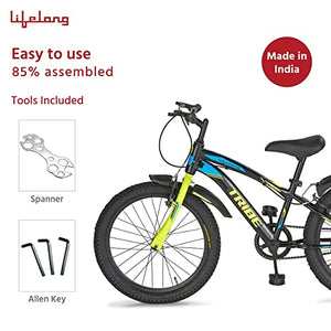 Lifelong LLBC2001 Tribe 20T Cycle (Yellow and Black) I Ideal for: Kids (5-8 Years) I Frame Size: 12