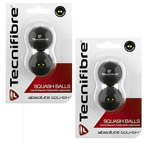 Image of Tecnifibre Double Yellow Dot Squash Balls - 4 Pack