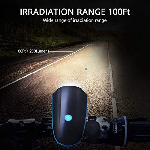 Image of Bulfyss Combo of USB Rechargeable Bike Front Horn and Light 120 DB with Super Bright 250 Lumen Light and Raypal Dual LED Bicycle Rear Tail Light