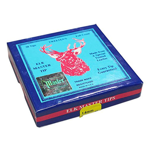 Image of Tweeten Elk Master 14 mm Soft Leather Billiard/Pool Cue Tips, Box of 50