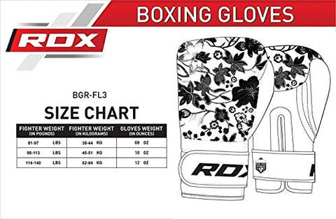 Image of RDX Women Boxing Gloves for Training Muay Thai Flora Skin Ladies Mitts for Sparring, Fighting Kickboxing Good for Punch Bag, Focus Pads and Double End Ball Punching