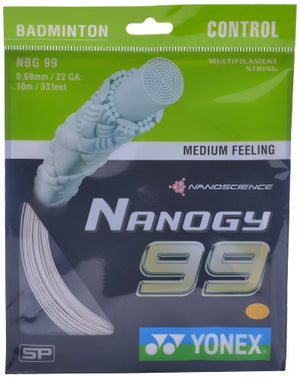 YONEX Nanogy 99 Microfiber Badminton Strings (White, 0.69mm)