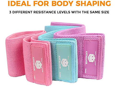 Image of ANTBADGE Anti-Slip Fabric Resistance Loop Bands for Women & Men Stretchable Exercise Band to Workout Booty Hips Glutes Thighs Legs ABS, squats & yoga at Home, Outdoors or Gym with portable Carry Bag
