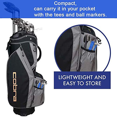 Image of VIPMOON Golf Clean Tool Set,Retractable Golf Club Brush and 2 Golf Club Groove Sharpener for U & V-Grooves, Portable Golf Brush Tool Kits for All Golf Irons for Man (Blue)