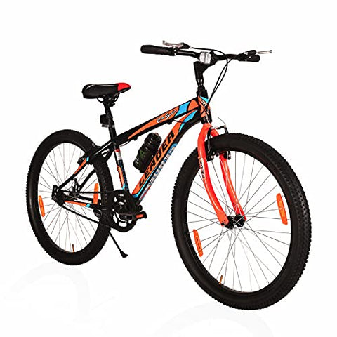 Image of Leader Men's Single Speed Without Gear City Surfer MTB 26T Mountain Bicycle (Black & Orange, Above 10 Years, 18", 26")
