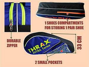 Thrax Astra Series Badminton Kit Bag (Black Blue and Lime)