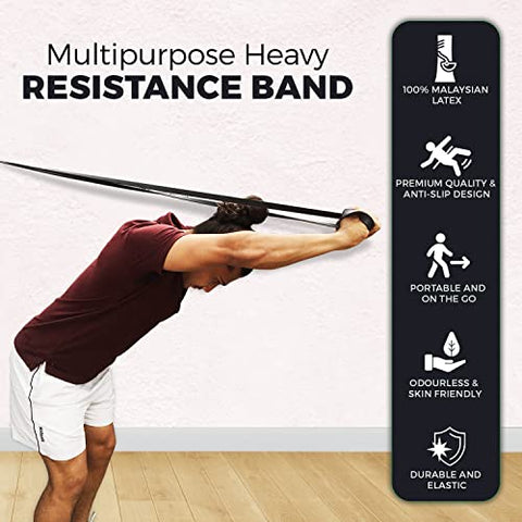 Image of SLOVIC Fitness Resistance Band - 42-inch Loop with Door Anchors | Pull up Training Bands for Calisthenics | with Workout Guide | 3 Years Warranty