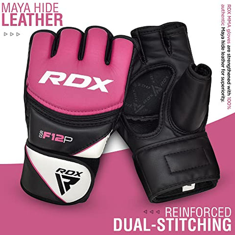Image of RDX Women's MMA Gloves Grappling Martial Arts Sparring Punching Bag Cage Fighting Maya Hide Leather Mitts Combat Training