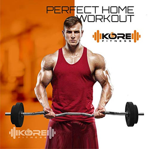 Image of Kore PVC 50 Kg Home Gym Set With One 5 Ft Plain + One 3 Ft Curl Rod And One Pair Dumbbell Rods, Multicolour