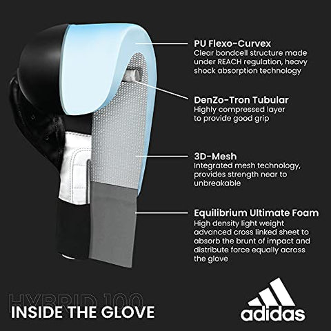 Image of adidas Hybrid 100 Training Gloves, Black/White, 16 oz