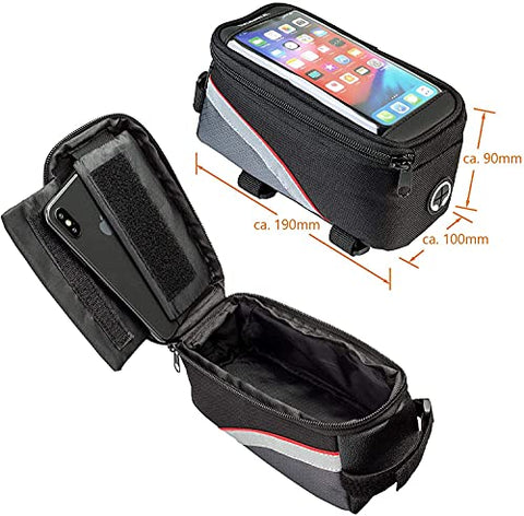 Xianco Polyester Bicycle Front Bag – Waterproof Cycle Mobile Holder Bag with PVC Touch Screen 6 inch Phone