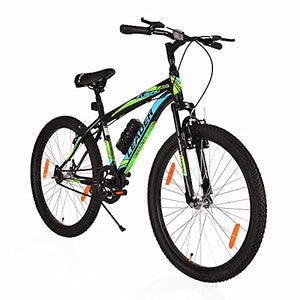 Leader Men's Single Speed & Front Suspension Without Gear Fusion MTB 26T Mountain Bicycle (Black & Green, 18", 26")