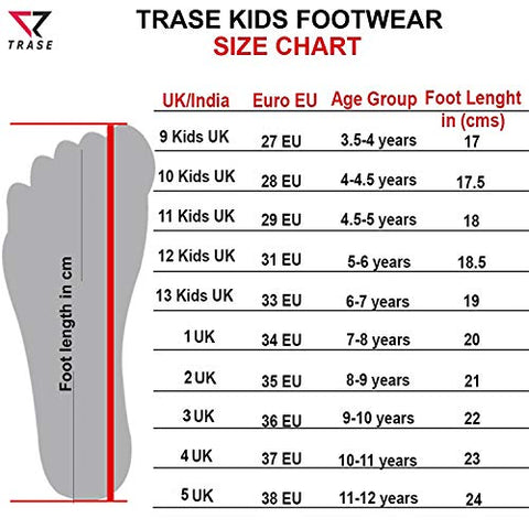 Image of TRASE Boys Black Orange Running Shoes - 11 UK (Kids)