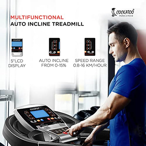 Image of Cockatoo CTM601 3HP - 6HP Peak Auto Incline Treadmill for Home with Max User Weight 120 Kg & Max Speed 16 Km/Hr, (Free Installation Assistance)