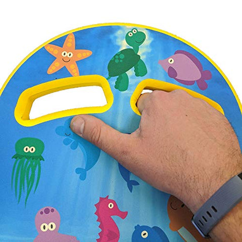 Image of Aquamentor Junior Learn-to-Swim Kickboard (Sea Creatures (Yellow), Junior (11"x16.5"x1.5"))