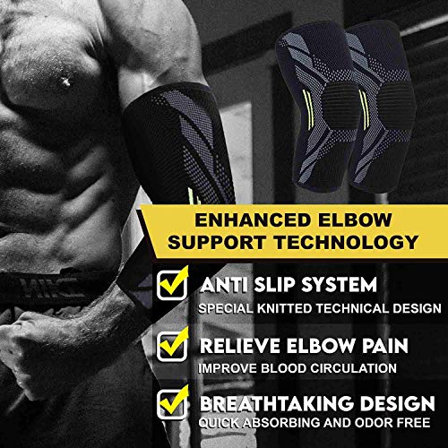 Serveuttam® Elbow Support for Gym (1 Pair) - Elbow Brace for Men Women Workout | Elbow Compression Sleeves for Tendonitis Pain Relief, Tennis, Volleyball, Cricket - Elbow Pain (Robotic, M)