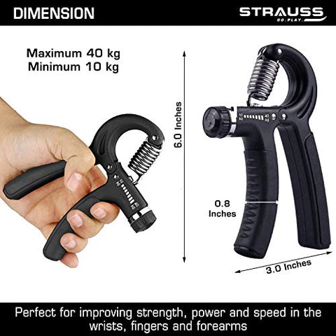 Image of Strauss Adjustable Hand Grip Strengthener, (Black)