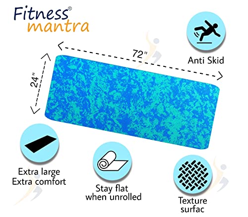 Fitness Mantra® Super Soft, Anti-Slip Marble Design Yoga Mat with Carrying Strap for Men & Women (Qty.-1 Piece) (4MM, Blue)