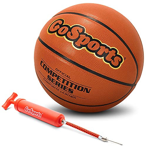 GoSports Indoor/Outdoor Synthetic Leather Competition Basketball with Pump - Size 7