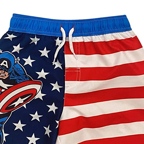 Image of Dreamwave Boys' Captain America Two Piece Rash Guard Rashguard Swim Shirt and Trunk Set 5/6