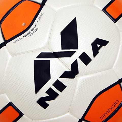 Image of Nivia Simbolo Football, Size 5 (White/Orange), leather