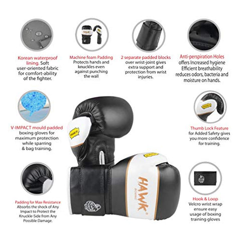 Image of Hawk Sports Kids Boxing Gloves for Kids Children Youth Punching Bag Kickboxing Muay Thai Mitts MMA Training Sparring Gloves (Black, 6 oz)