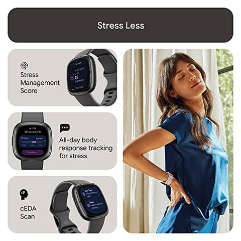 Image of Fitbit Sense 2 Health & Fitness Watch (Shadow Grey / Graphite Aluminium) with 6-Month Premium Membership