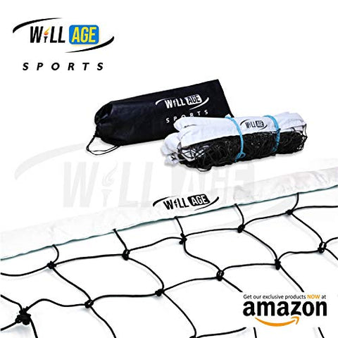 Image of WILLAGE Volleyball net, Volleyball Net Nylon, Black Heavy Duty Machine Made Nylon Volleyball Net (4 Side Tetron Tape)