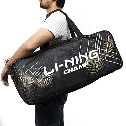 Li-Ning ABDP-374 Champ 6 in 1 Badminton Kitbag - with Additional Shoe Bag - Black, Nylon and Polyester