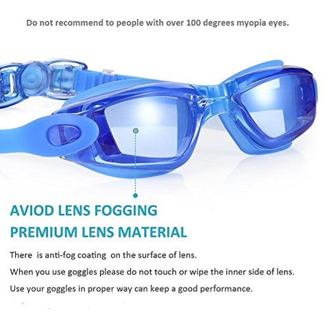 Image of Aegend Anti-Fog UV Protection Triathlon Clear Swimming Goggles with Case (Blue)