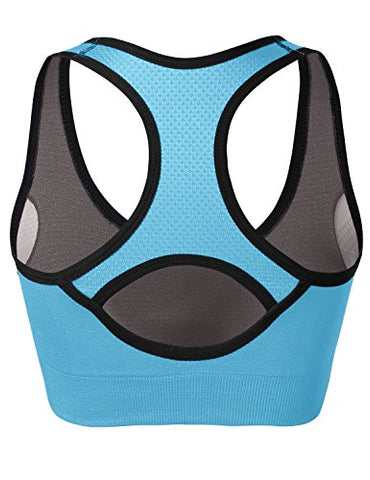 Image of Match Womens Sports Bra Wirefree Padded Racerback Yoga Bra for Workout Gym Activewear with Removable Pads #0001, Sky Blue, XL (36DD, 38DD, 40C, 40D, 42B, 42C)