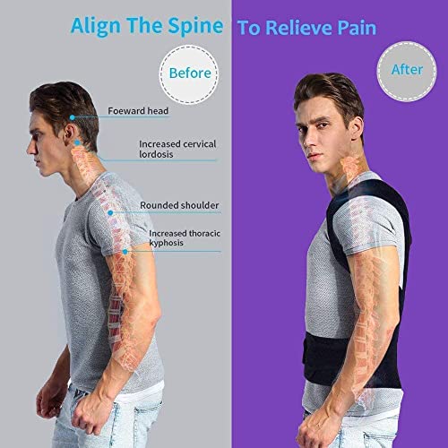 QOZWEID Posture Corrector for Men Back Support Belt for Pain Relief for Women Adjustable Upper Back Straightener Shoulder and Chest Brace (L)