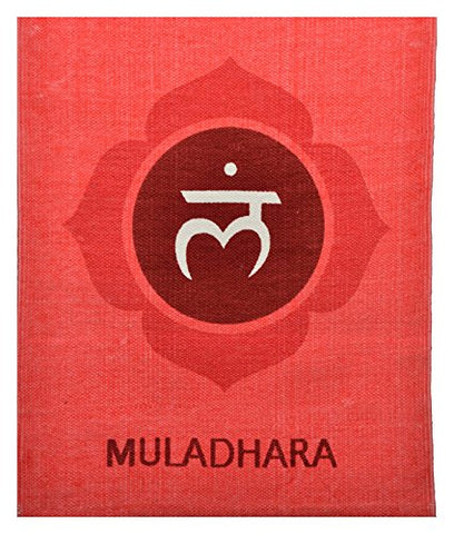 Image of Arka Kaivalyadhama Muladhara Chakra Natural Handmade Cotton Yoga Exercise Mat for Men & Women. (Red) Dimensions- 72 X 24 Inch,4 mm Thick