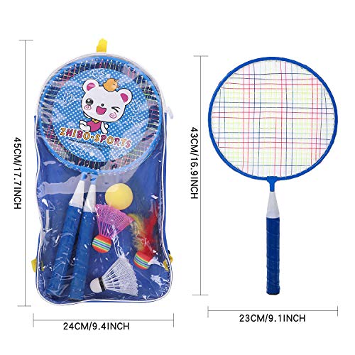 ZZICEN Kids Badminton Set - Toddler Toy Badminton Set for Kids - Includes 2 Kids Badminton Racketsï¼Ë†Blueï¼â€°